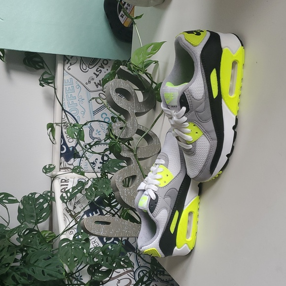 Nike Air Max White and Neon Yellow Sneakers - Picture 2 of 8